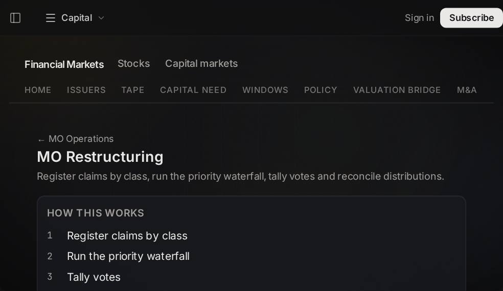 Restructuring screen in Market Ontology