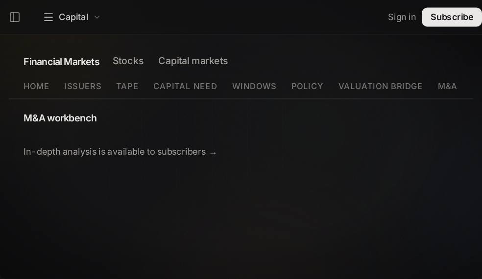 M&A Analysis screen in Market Ontology