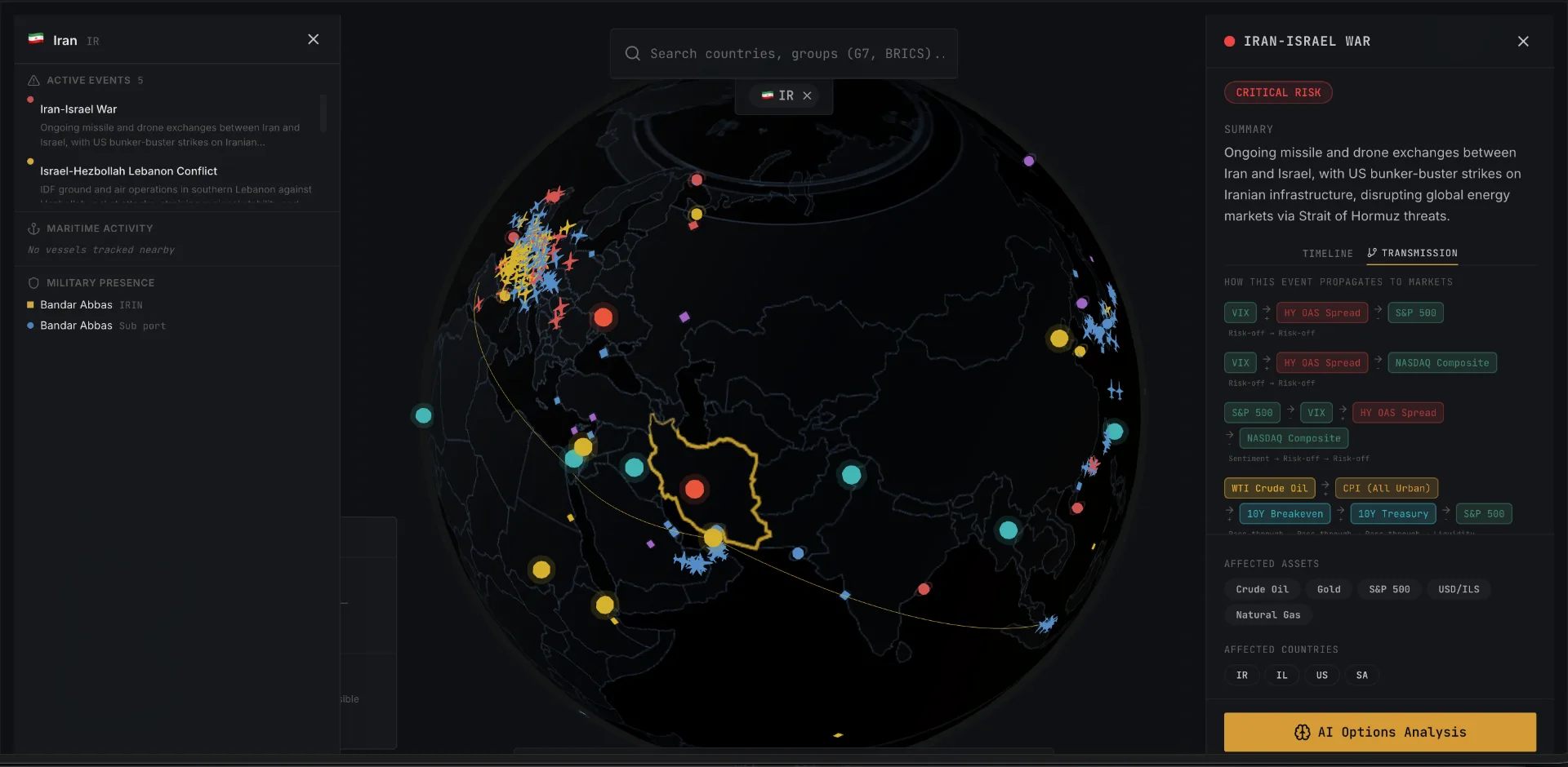 World map with exposed assets